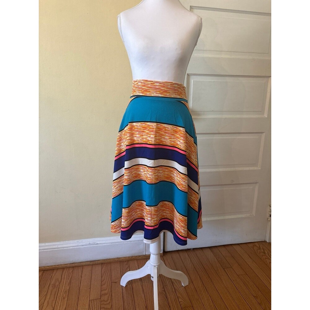 Midi skirt boho Hawaiian island tropical vacation pockets color block summer NEW